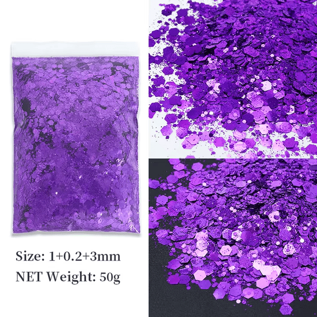 Paiete Nail Art Marimi Diferite Violet 50Gr - Everin