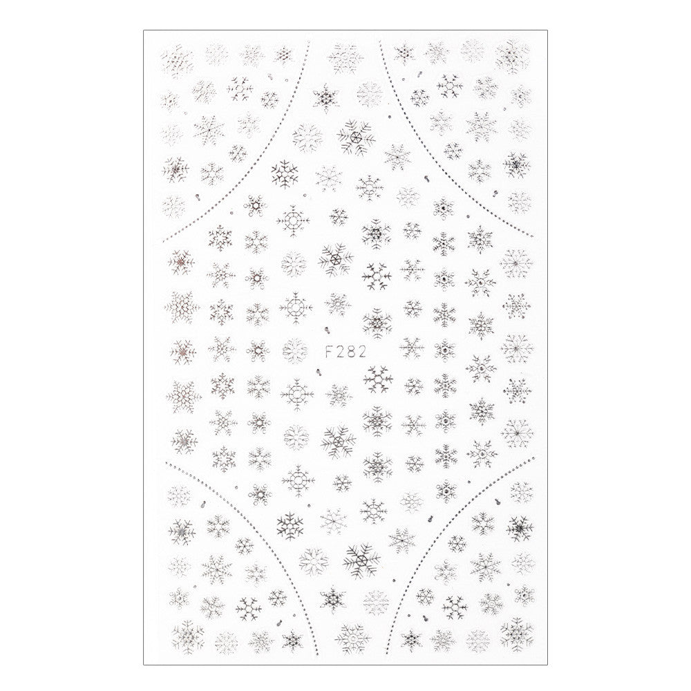 Sticker Decor Unghii Model Iarna/Craciun F282 Fulgi Argintii - F282Auriu - Everin