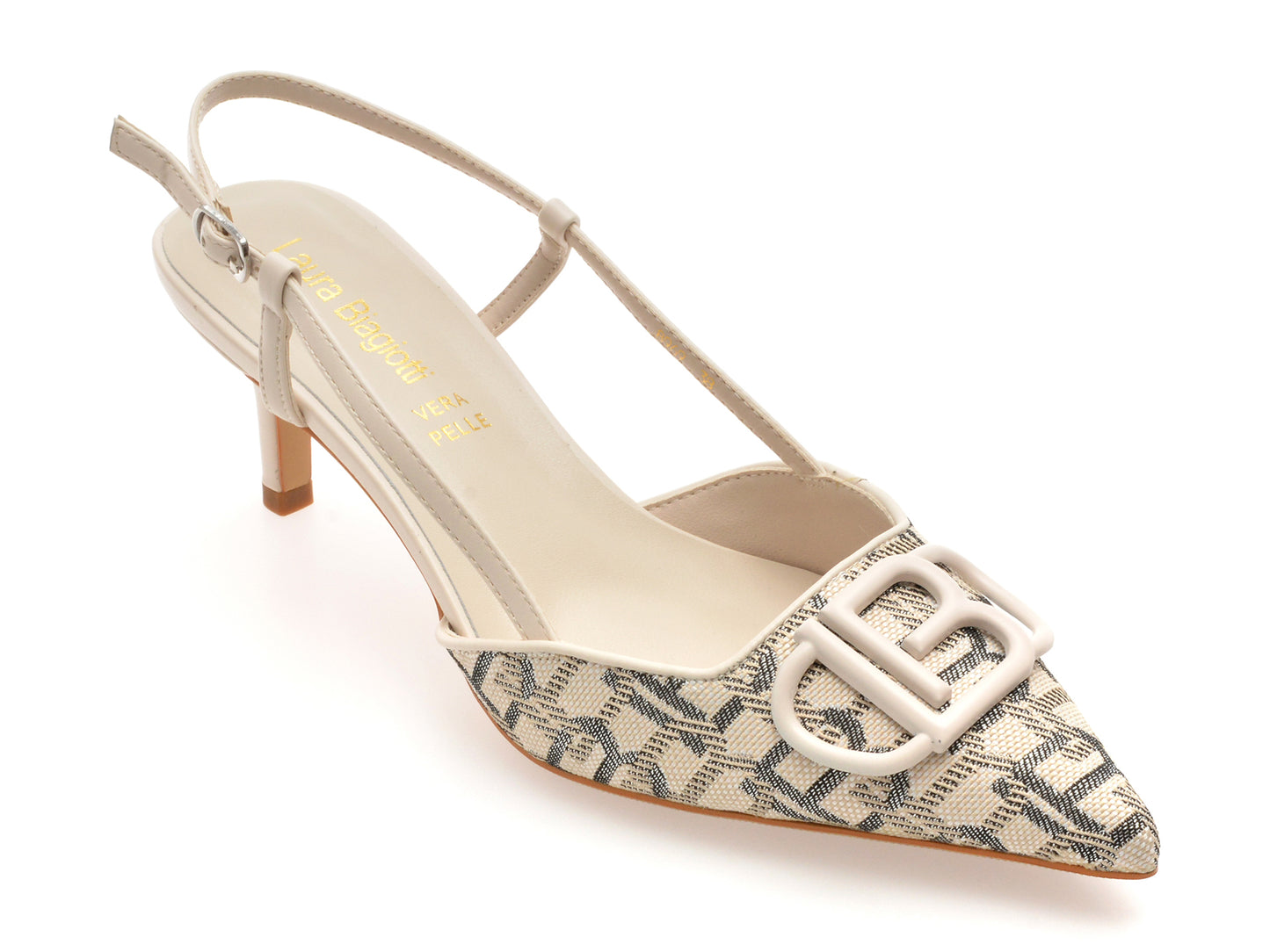 Pantofi eleganti LAURA BIAGIOTTI argintii, 8969, din material textil