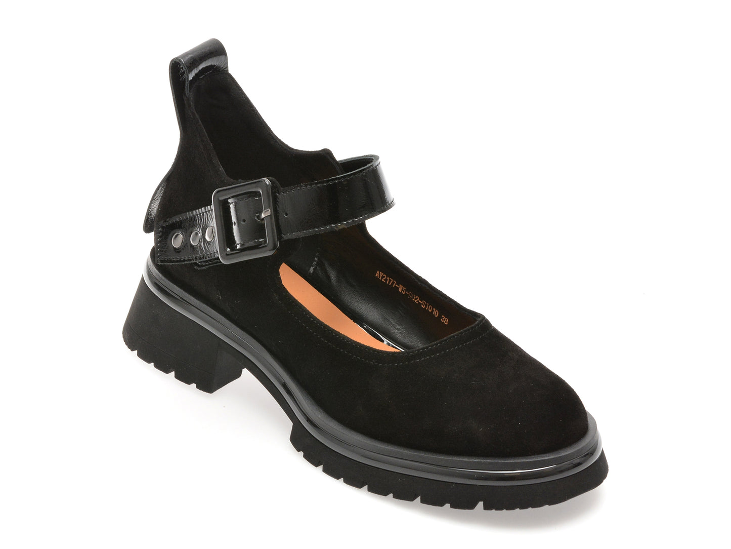 Pantofi EPICA negri, 2177, din piele intoarsa