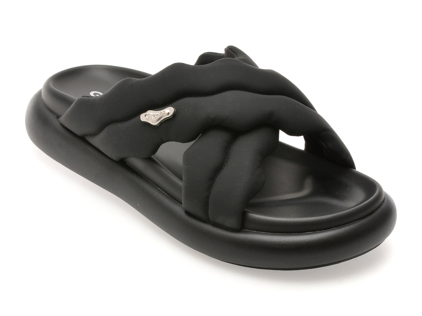 Papuci GRYXX negri, L282K, din piele ecologica