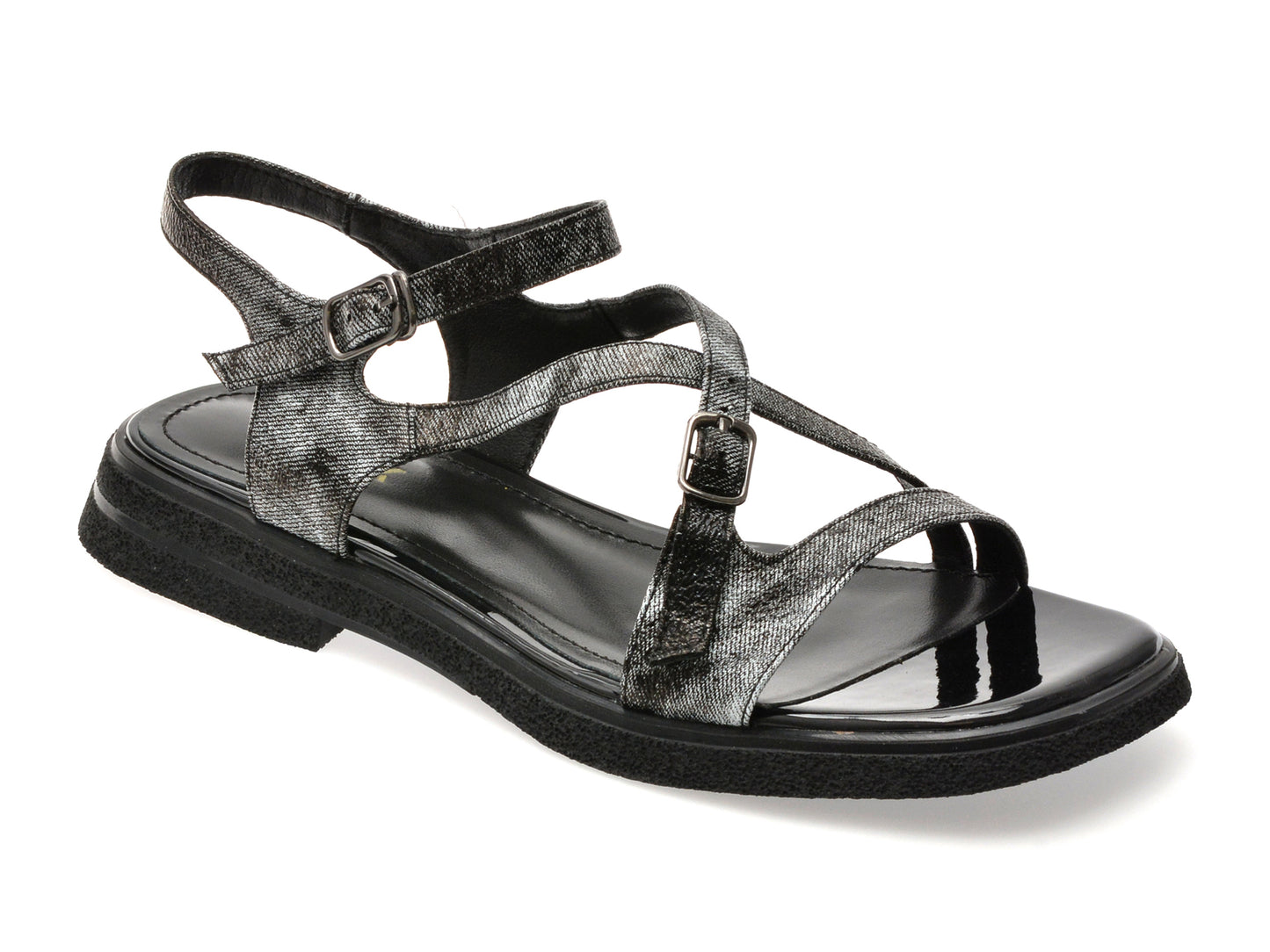 Sandale GRYXX negre, A129, din piele naturala