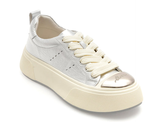 Pantofi sport EPICA argintii, 28701, din piele naturala
