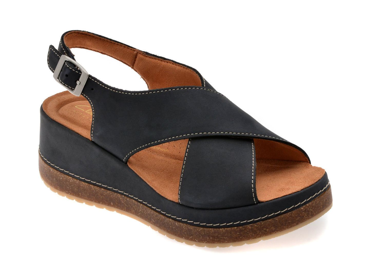 Sandale CLARKS bleumarin, KASSSTE, din nabuc