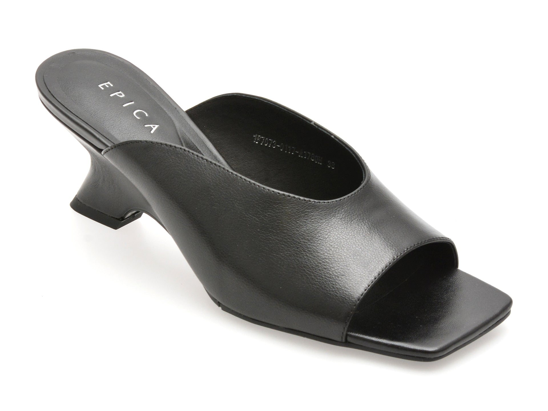 Papuci EPICA negri, 1F7073, din piele naturala