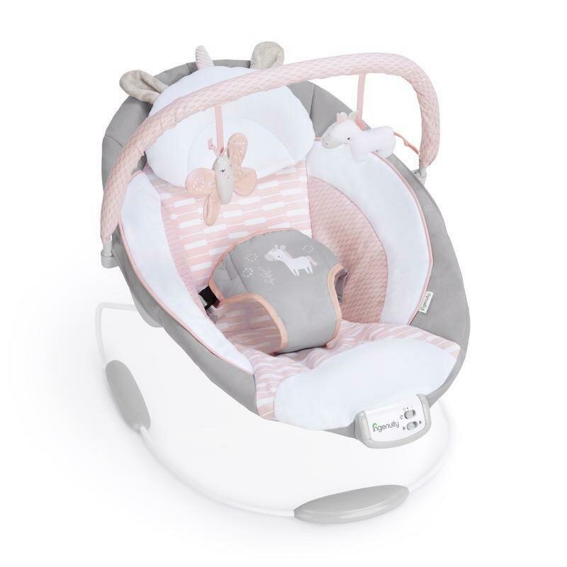 Sezlong, Ingenuity, Flora, Cu arcada detasabila, Cu jucarii, Cu 8 melodii, 6 , Cu vibratii, 0 luni+, Unicorn