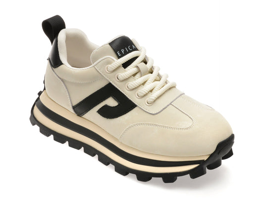 Pantofi sport EPICA albi, M1113, din piele naturala