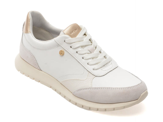 Pantofi sport GEOX albi, D55YPC, din piele naturala