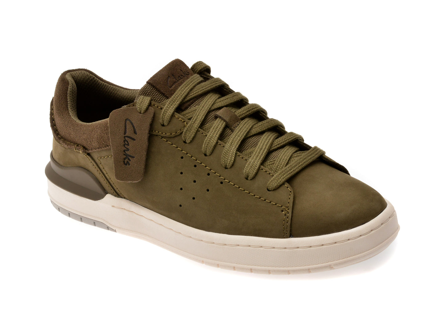 Pantofi sport CLARKS kaki, COURTLITE 2 RUN, din nabuc