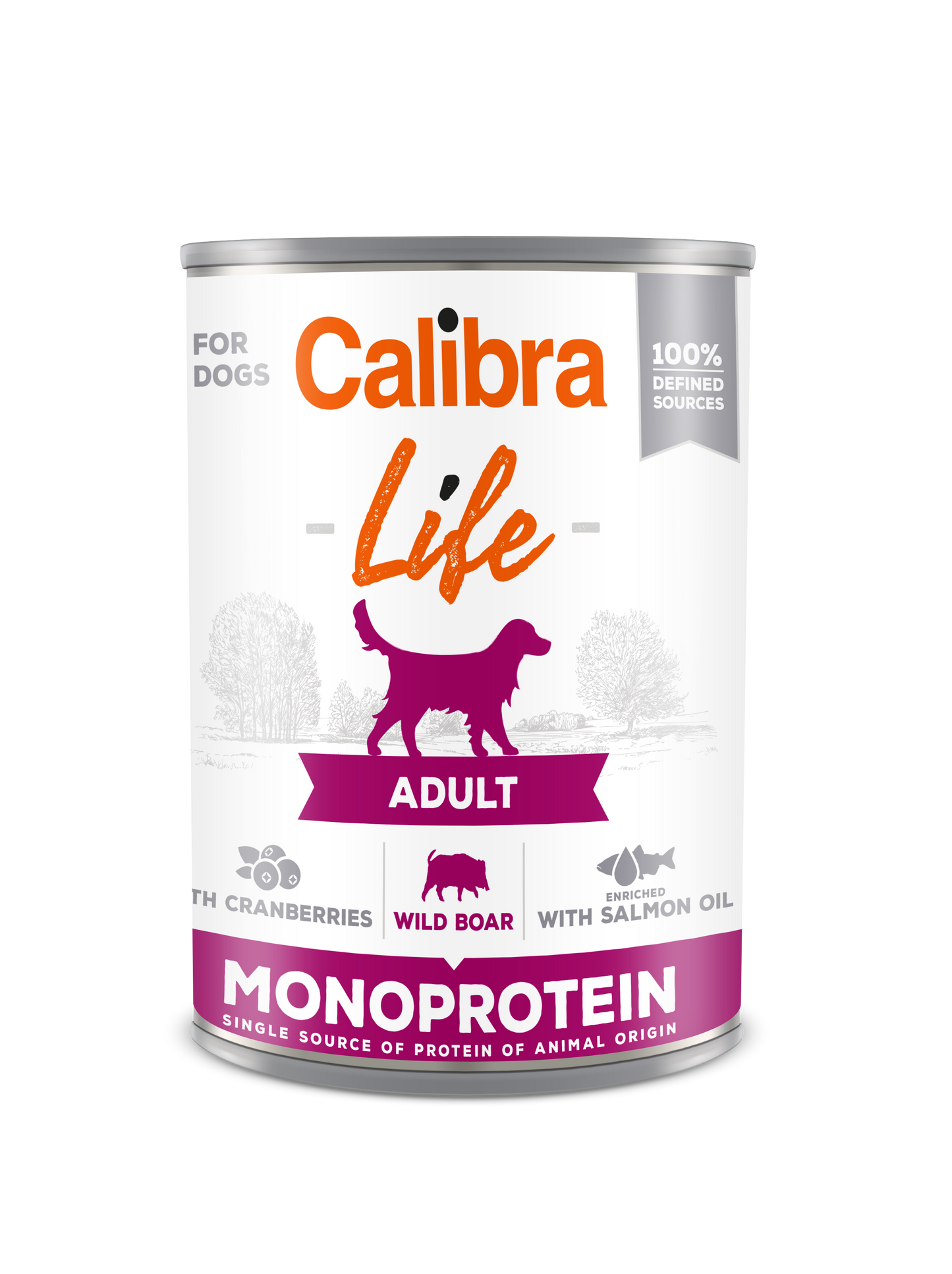 Calibra Dog Life Adult Wild Boar with Cranberries 400 g, conserva