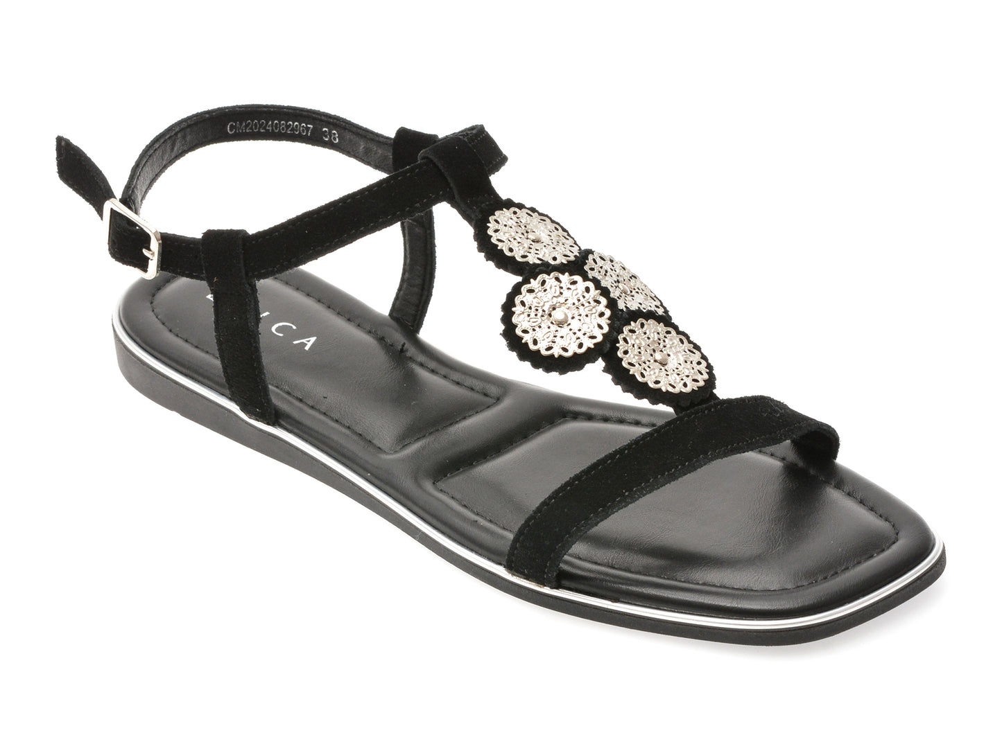 Sandale EPICA negre, 82967, din piele intoarsa