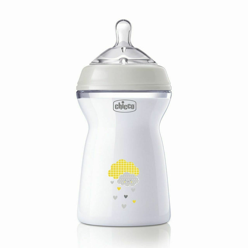 Biberon anticolici, Chicco, Natural Feeling, Plastic, Cu tetina Din silicon moale, Pentru hranire alternativa, Potrivit pentru nou-nascuti si sugari, Fara BPA, 330 ml, 6 luni+, Bej