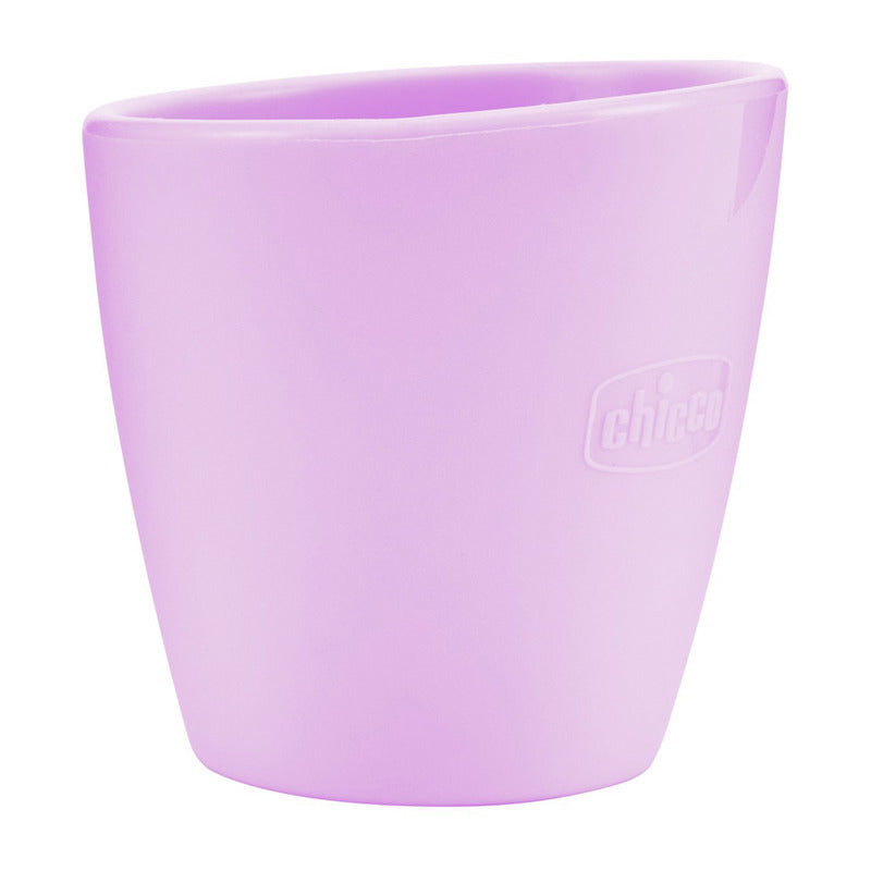 Cupa Din silicon, Chicco, Cu margine inclinata, Silicon, Fara BPA, 6 luni+, Roz