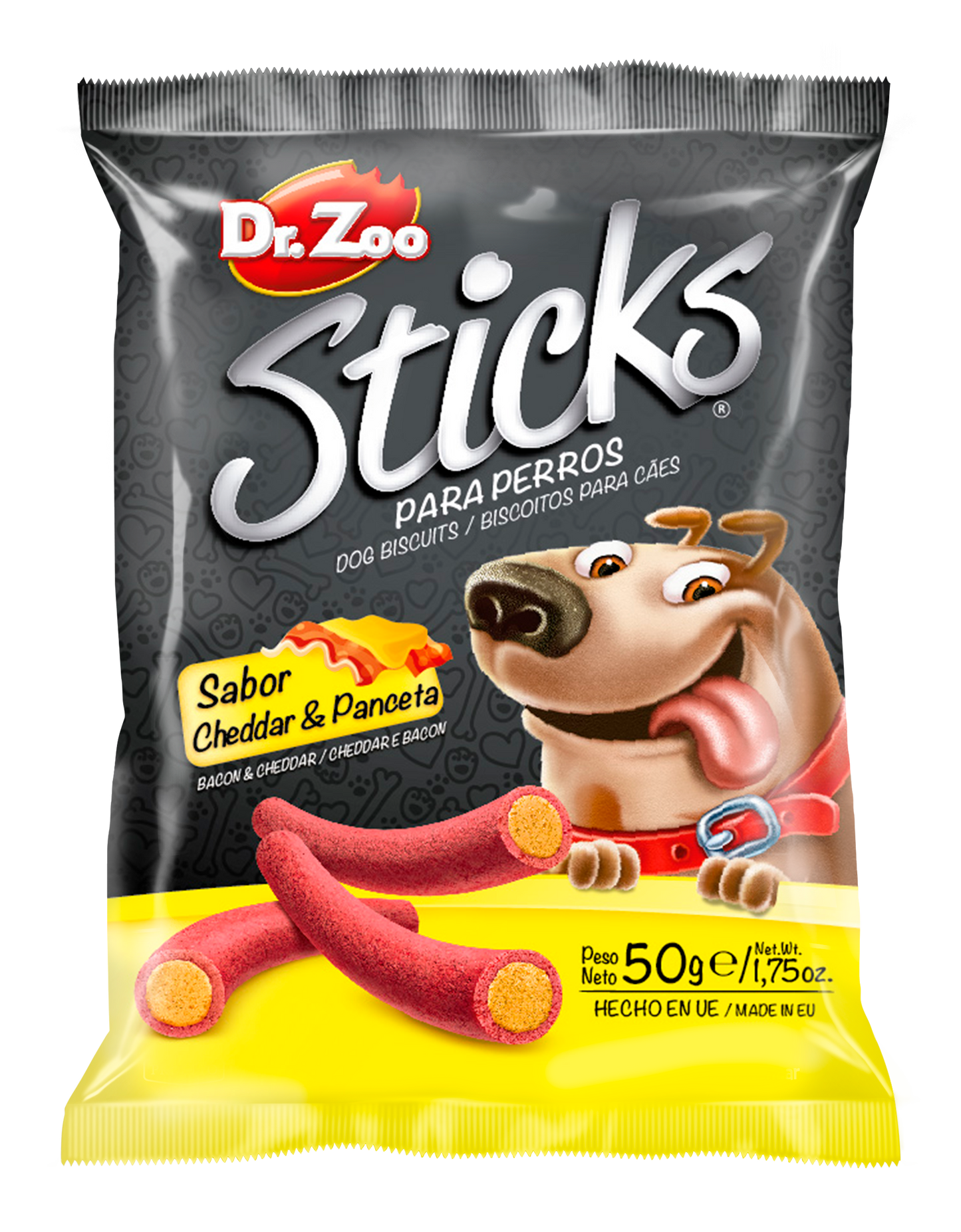 Dr Zoo Sticks, recompense caini, Cheddar si Bacon, 50 g