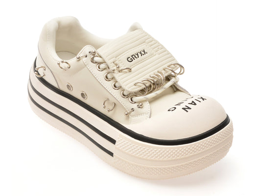 Pantofi sport GRYXX albi, 57116, din piele ecologica