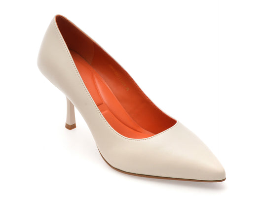 Pantofi eleganti EPICA albi, E301, din piele naturala