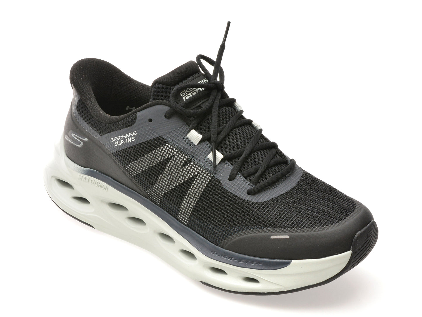 Pantofi sport SKECHERS negri, MAX CUSHIONING GLIDE-STEP, din material textil