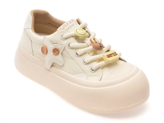 Pantofi sport GRYXX albi, 6857, din piele naturala