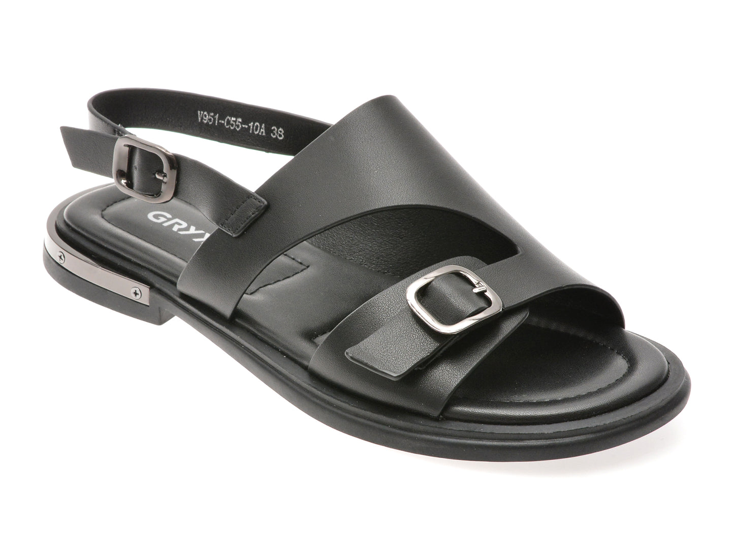 Sandale GRYXX negre, 8951C55, din piele naturala