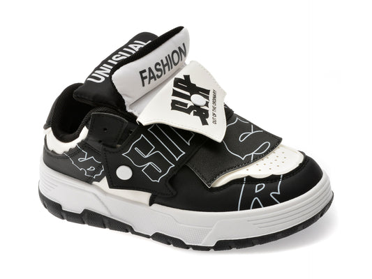 Pantofi sport FASHION alb-negri, C242, din piele ecologica