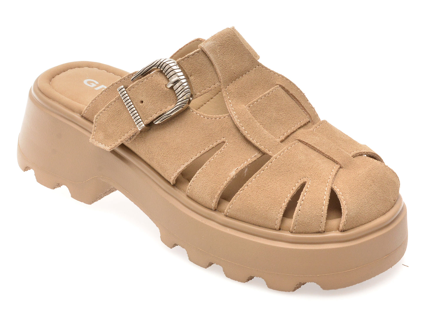 Papuci GRYXX bej, Y25L216, din piele intoarsa