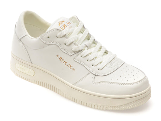Pantofi sport REPLAY albi, GMZ3G, din piele naturala