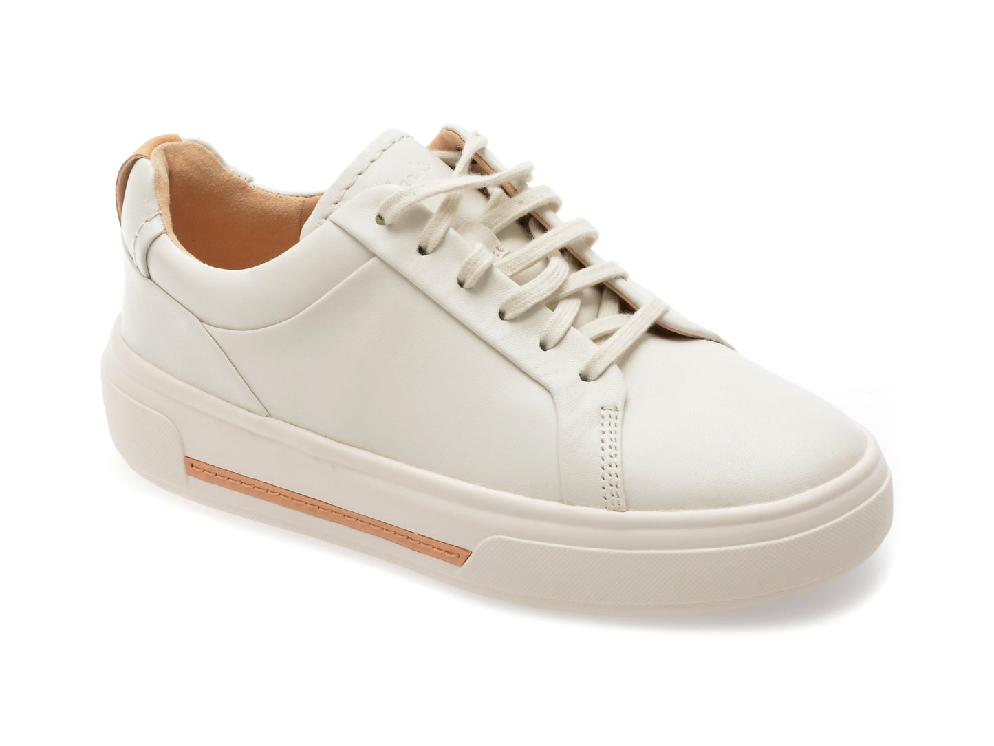 Pantofi sport CLARKS albi, HOLLYHOCK WALK, din piele naturala