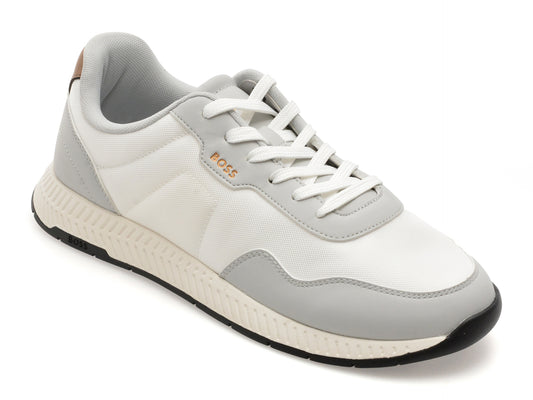 Pantofi sport BOSS albi, 6481, din piele ecologica