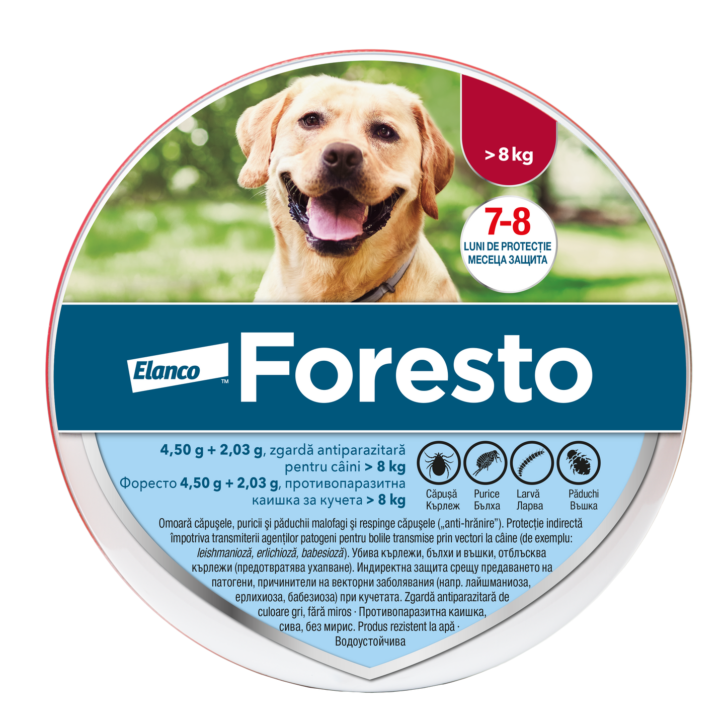 Foresto Zgarda Antiparazitara L (peste 8 kg) pentru caini