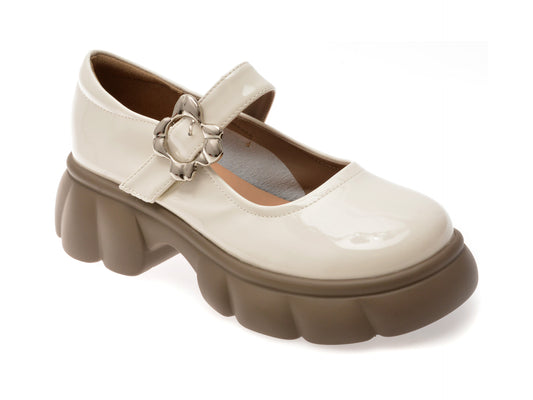Pantofi GRYXX albi, 15002, din piele naturala lacuita