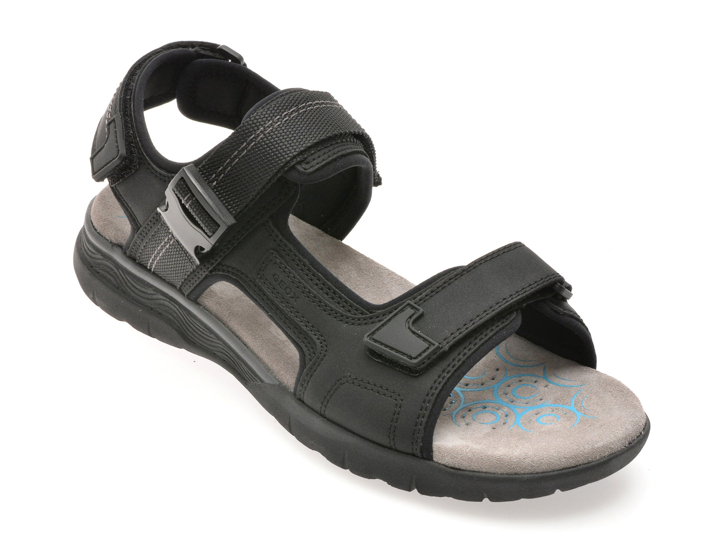 Sandale GEOX negre, U55ELB, din piele ecologica