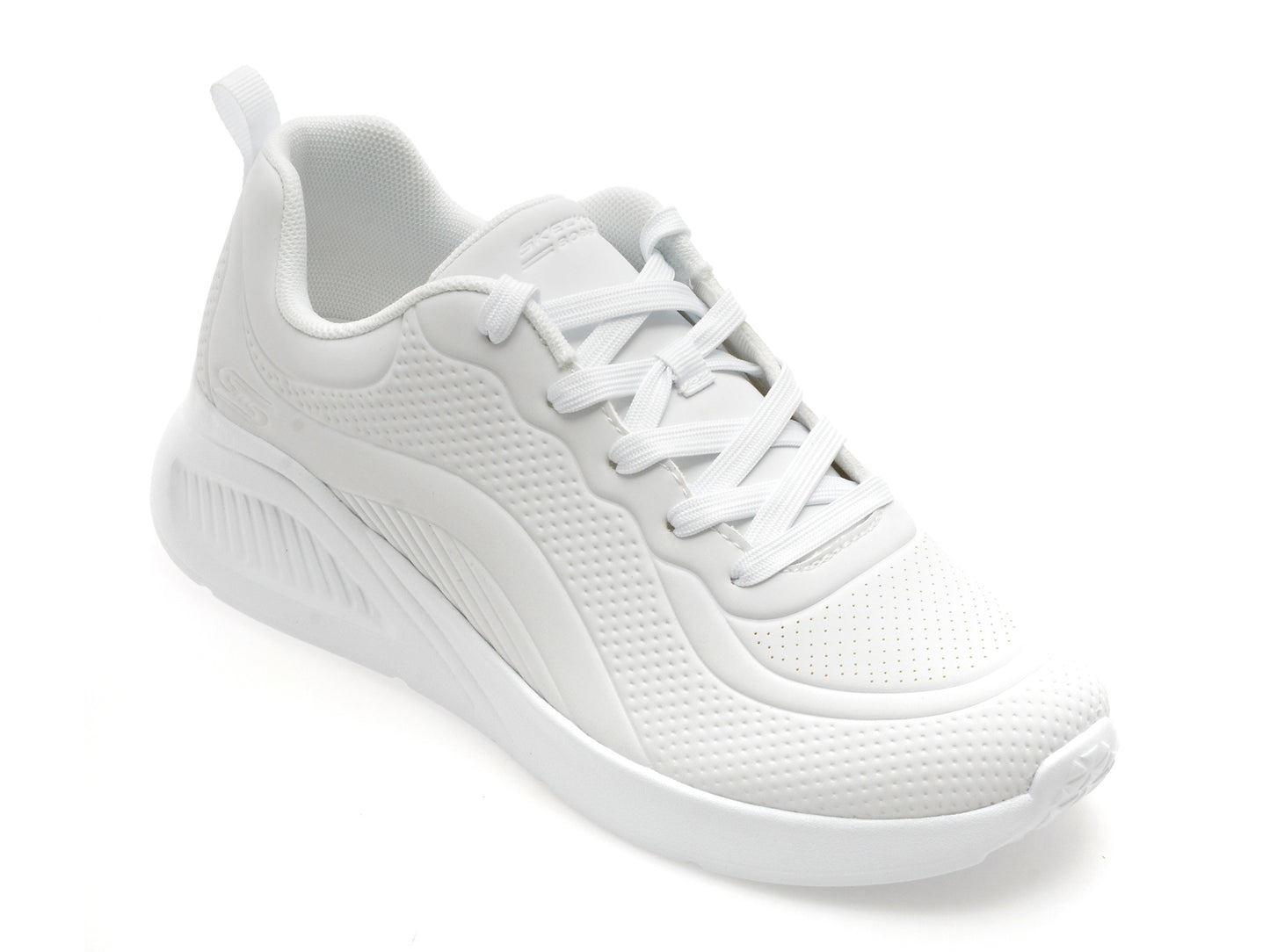Pantofi sport SKECHERS albi, BOBS BUNO, din piele ecologica