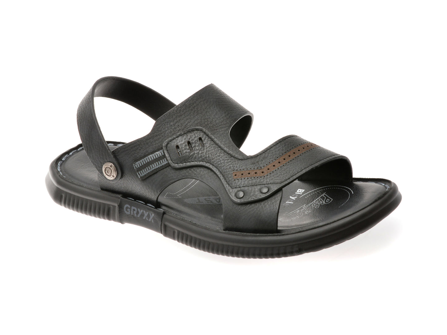 Sandale GRYXX negre, 69C01, din piele naturala