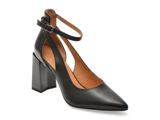 Pantofi eleganti EPICA negri, A110, din piele naturala