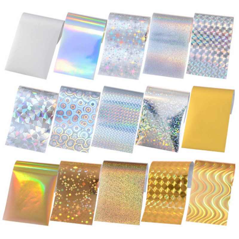 Set 15 Folii Transger Holographic Silver/Gold 4 X 10Cm. - Ft-S15