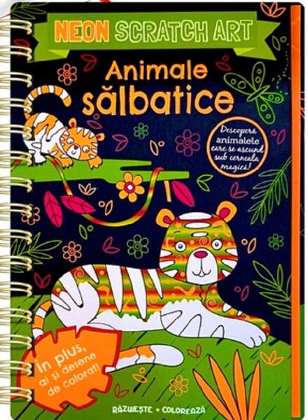Animale sălbatice. Neon Scratch Art - Flamingo
