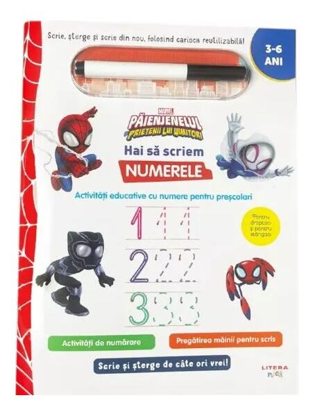 Marvel. Păienjenelul și prietenii lui uimitori. Scrie și șterge. Hai să scriem numerele - Disney - Litera mică