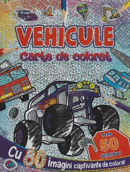 Vehicule. Carte de colorat cu peste 50 abțibilduri - Flamingo