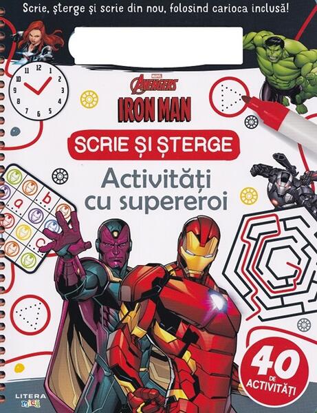 Marvel. Avengers. Iron Man. Scrie și șterge. Activități cu supereroi - Litera mică
