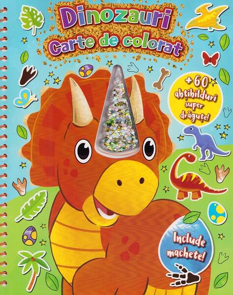 Dinozauri. Carte de colorat cu machete - Flamingo