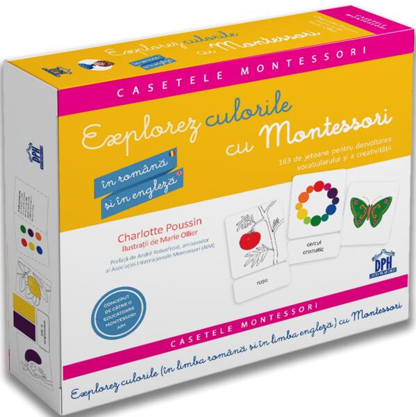 Explorez culorile cu Montessori. 163 de jetoane pentru dezvoltarea vocabularului și a creativității (în română și engleză) - Charlotte Poussin, Maria Montessori - Didactica Publishing House