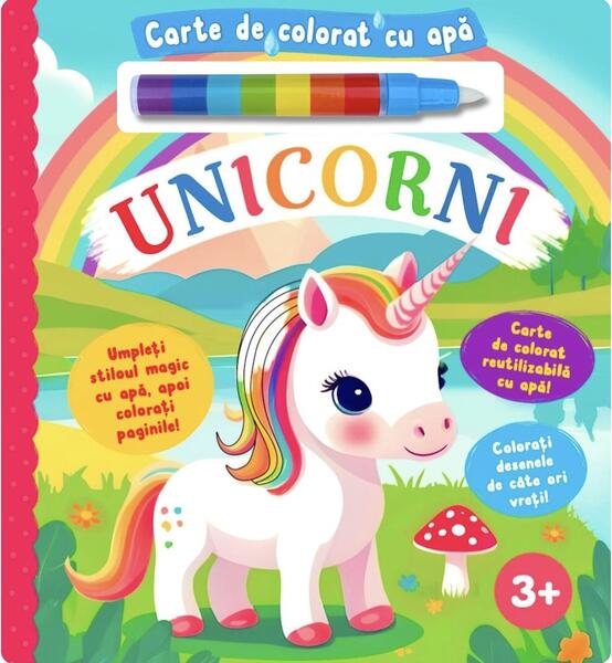 Unicorni. Carte de colorat cu apă - Flamingo