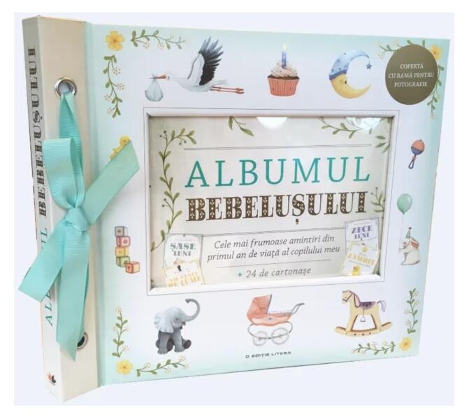 Albumul Bebelușului. Cele mai frumoase amintiri din primul an de viața al copilului meu (24 de cartonașe cu evenimente importante) - Board book - Litera