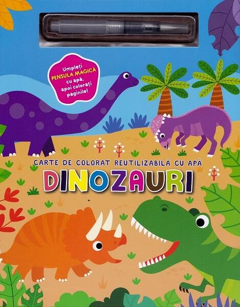 Dinozauri. Carte de colorat reutilizabilă cu apă - Flamingo