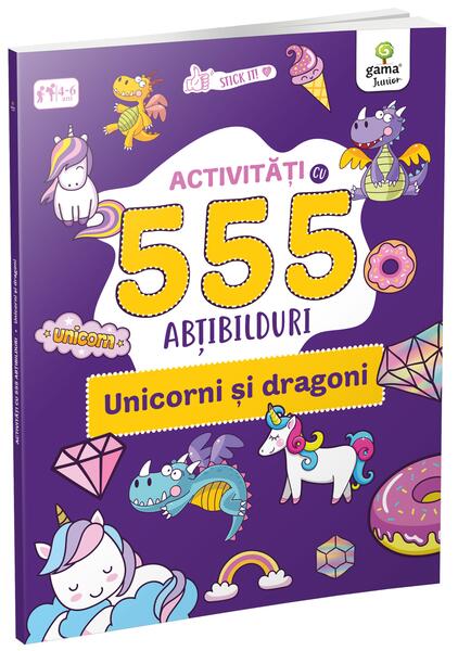 Activități cu 555 abțibilduri - Unicorni și dragoni. Stick it! - Gama Junior
