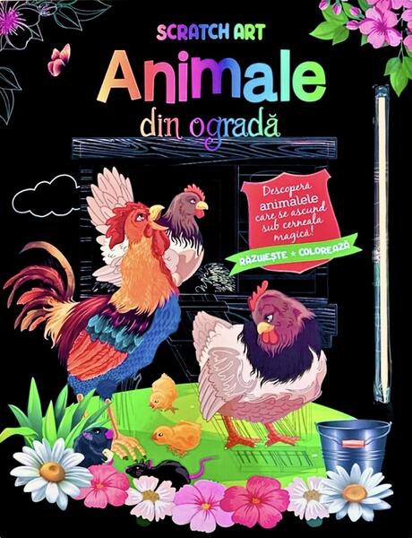 Animale din ogradă. Scratch Art - Flamingo