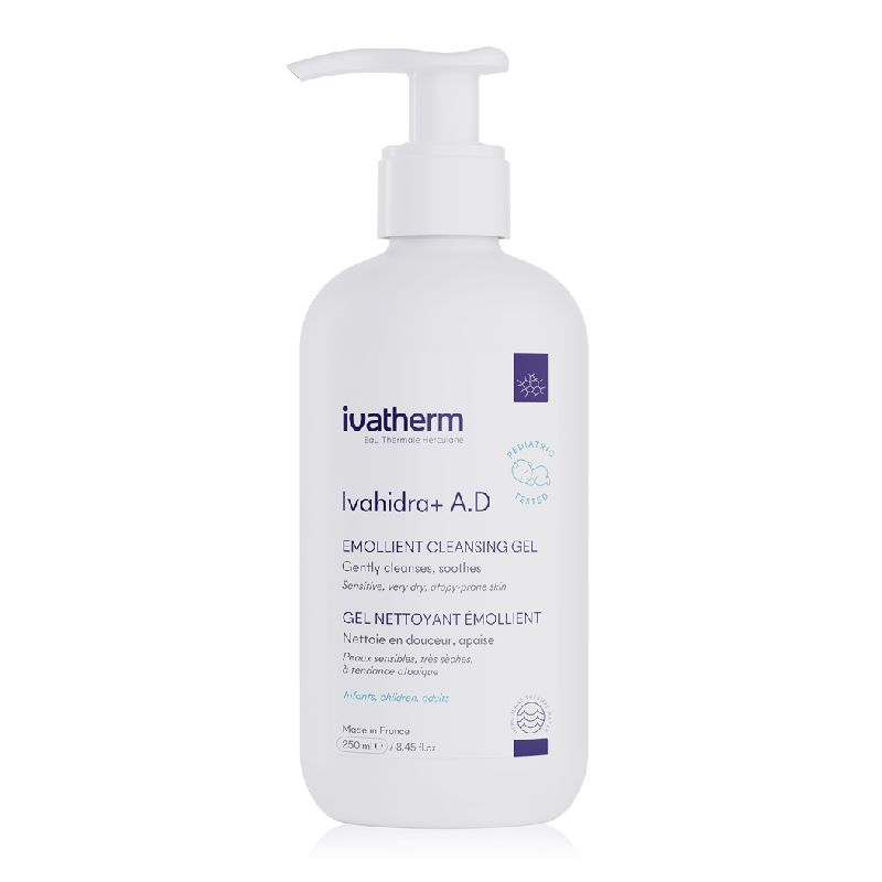 Gel de spalare emolient Ivahidra+ A.D, 250 ml, Ivatherm