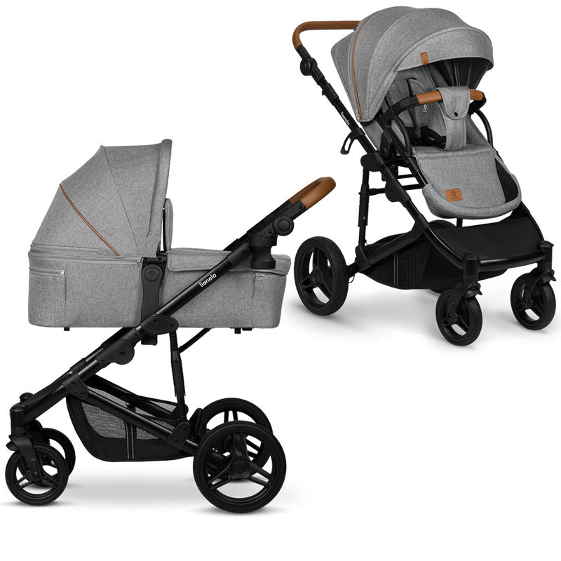 Carucior 2 in 1, Lionelo, Mari Tour, Cu landou individual si salteluta moale, Reversibil, Maner ajustabil, Plasa de tantari, Husa de picioare, Geanta parinti, 22 kg, Conform cu standardele europene de securitate EN1888 si EN1466, Gri