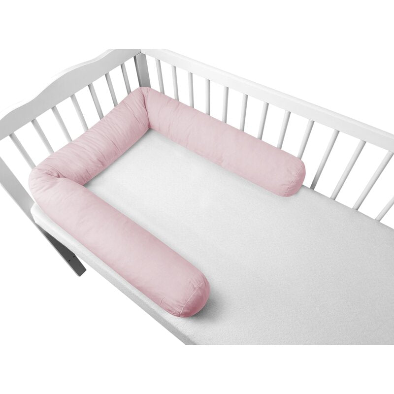 Aparatoare pentru patut, MimiNu, Tip rulou, Cu husa detasabila, Lungime 180 cm, Din bumbac certificat Oeko Tex Standard 100, Colectia Royal, Powder Pink
