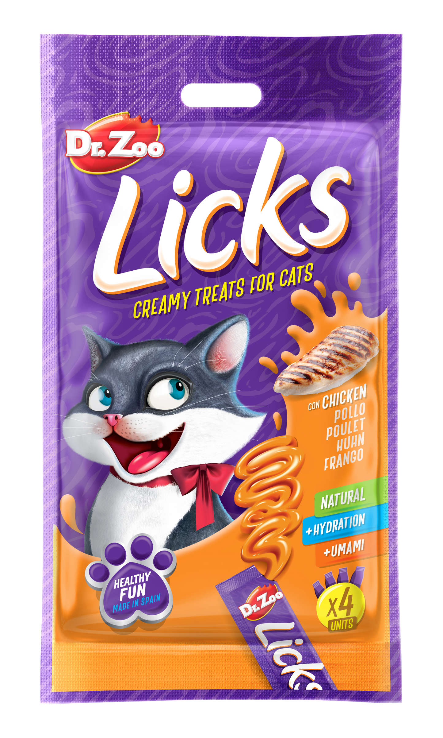 Dr Zoo Licks, recompense pisici, Pui, 4x15 g